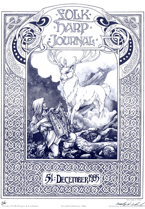 Signed & Numbered prints of my cover for The Folk Harp Journal #51 (1985)