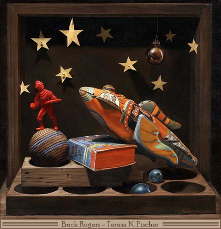 Buck Rogers toys painting by theresa n. fischer