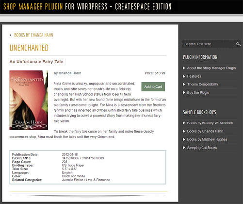 Bookshop Manager Plugin for WordPress - Single Book Display