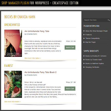 Bookshop Manager Plugin for WordPress - Book Category Display