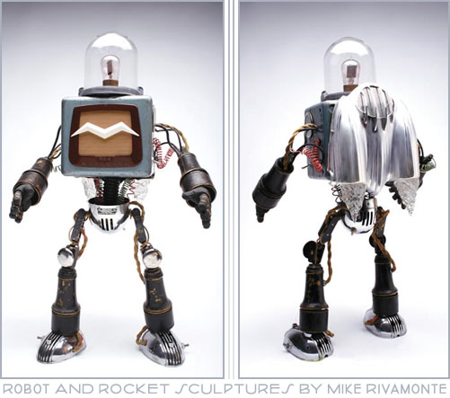 Retro Robot Sculpture by Mike Rivamonte