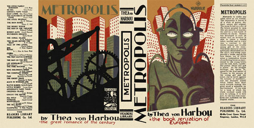 Reproduction book jacket for Thea Harbou's Metropolis