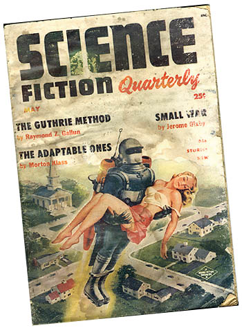 Vintage sci fi magazine cover