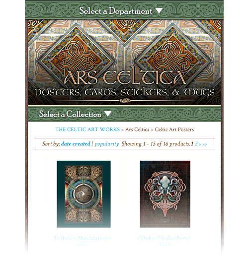 Responsive page redesign for The Celtic Art Works (2018)