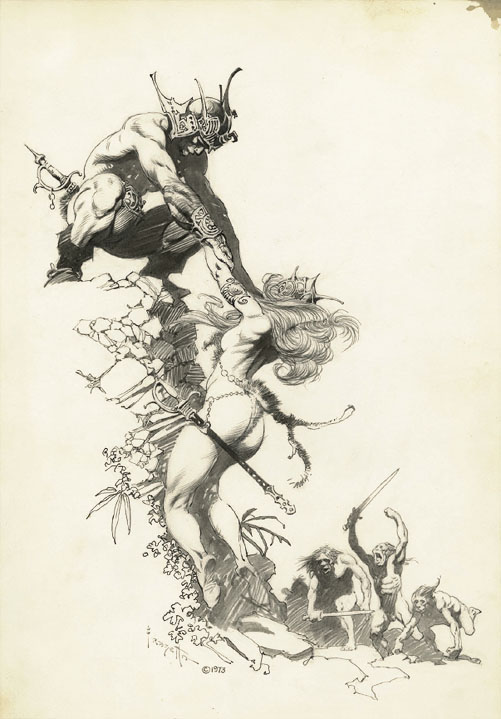 Frank Frazetta drawing from auction catalog