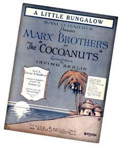 Sheet music cover for A Little Bungalow, from the Marx Brothers' musical comedy Coconuts