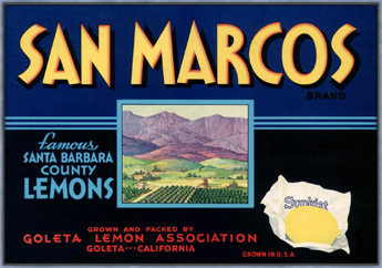 Fruit crate label for Santa Barbara County Lemons